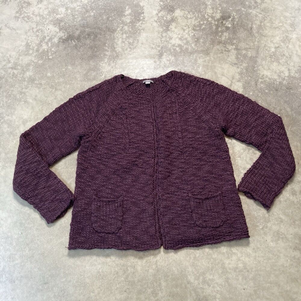 J Jill Sweater Womens‎ Medium Purple Open Front Cardigan Wool Alpaca Blend